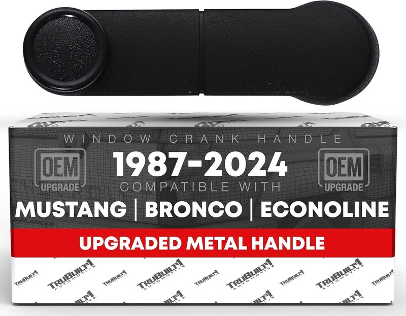 T1A Manual Window Crank Handle, 1pc - Front/Rear Left or Right - Compatible with 1987-2023 Ford Mustang Bronco, Econoline, Super Duty, F-150 - Plastic Cover, Metal Body - OEM E6DZ5423342A, F7UZ1523342AAA - Image 1